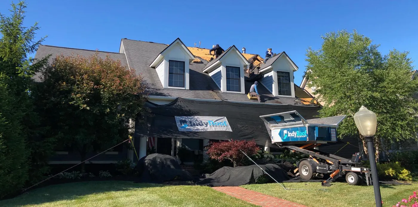 Tarping and dry-in on a Greencastle commercial roof
